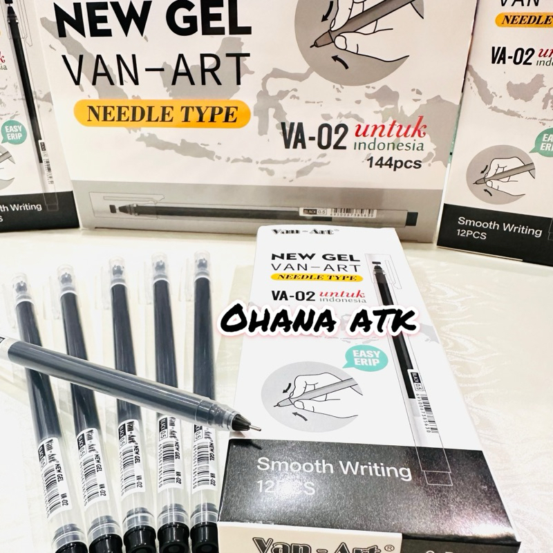 

(1 Pack) Bolpoin New Gel Van-Art V-02 HITAM BRAND NEW (1pack 12pc), gel pen newjell zuixua pulpen apel