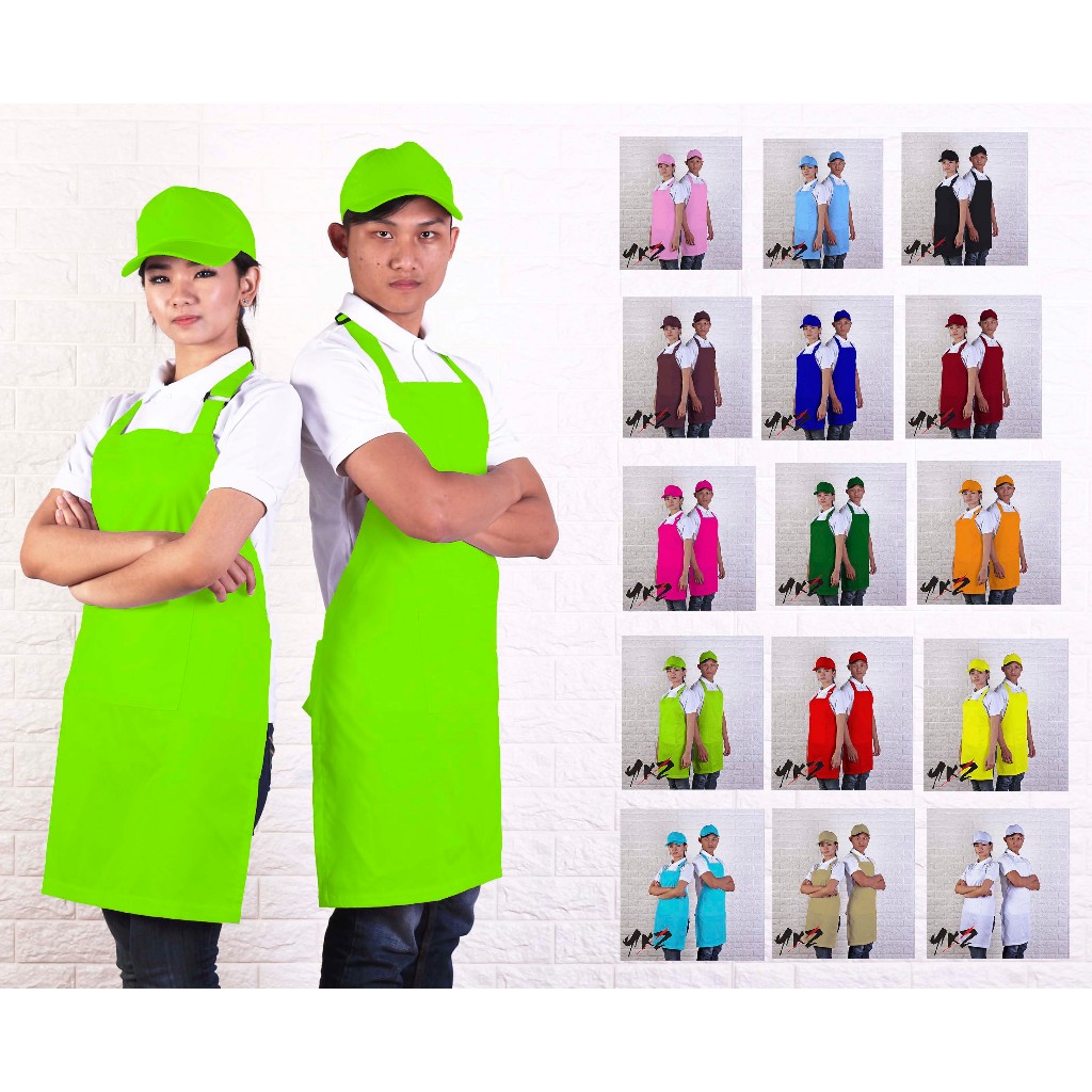 apron polos/ celemek / apron masak / apron barber / apron chef /apron barista /warna hijau muda