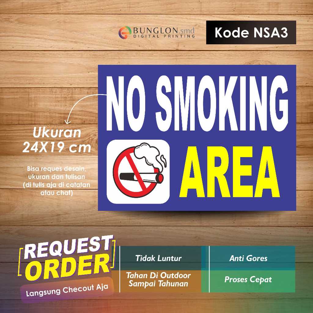 

STIKER NO SMOKING AREA + LAMINASI KODE NSA3 BIRU TUA