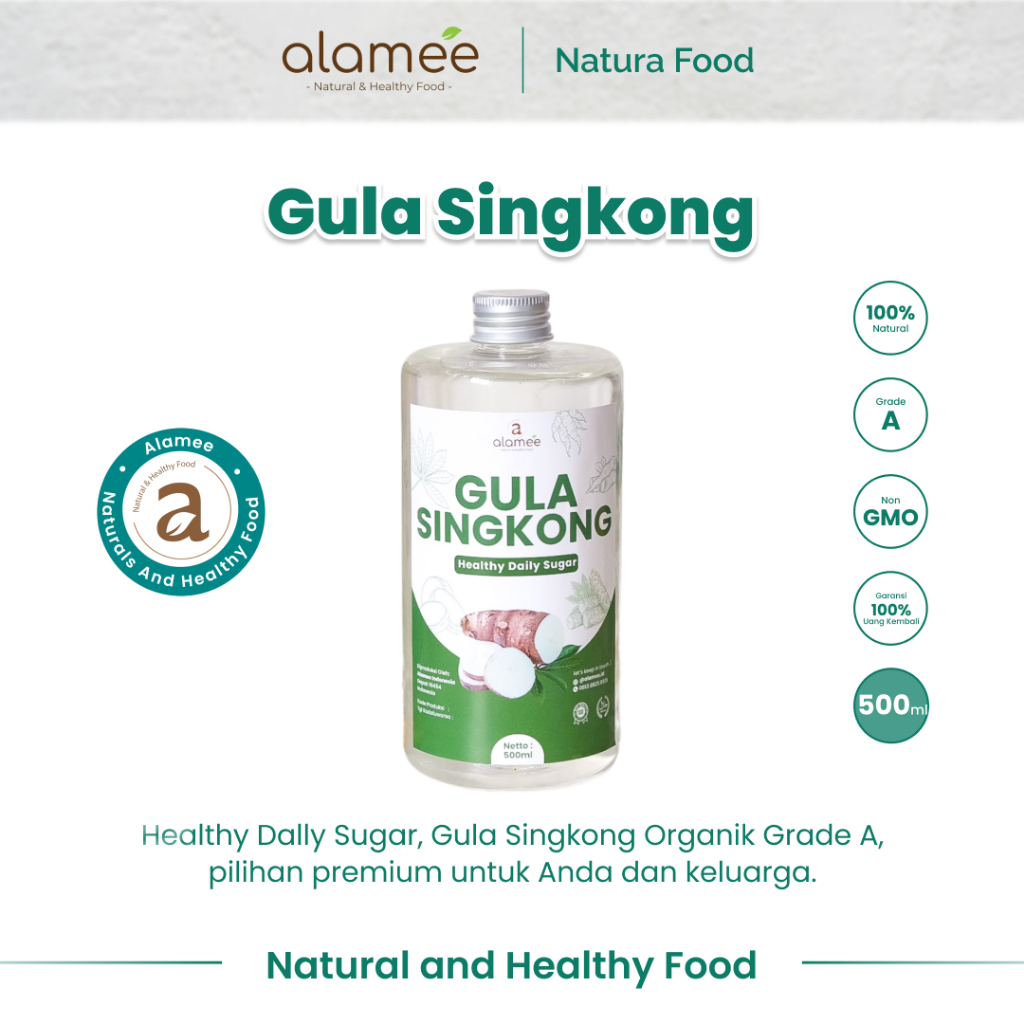 

ALAMEE Gula Singkong Organik Rendah Kalori Cair Sweetener Fructose Gluten Free 500ml