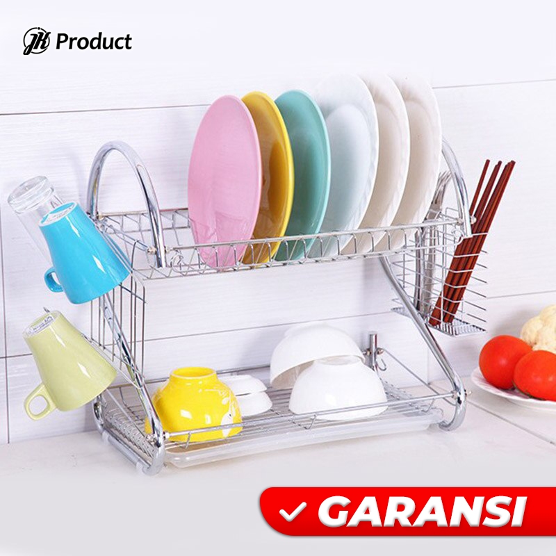 Rak Piring Gelas Pengering Cucian Piring Stainless Steel 2 Susun Jumbo