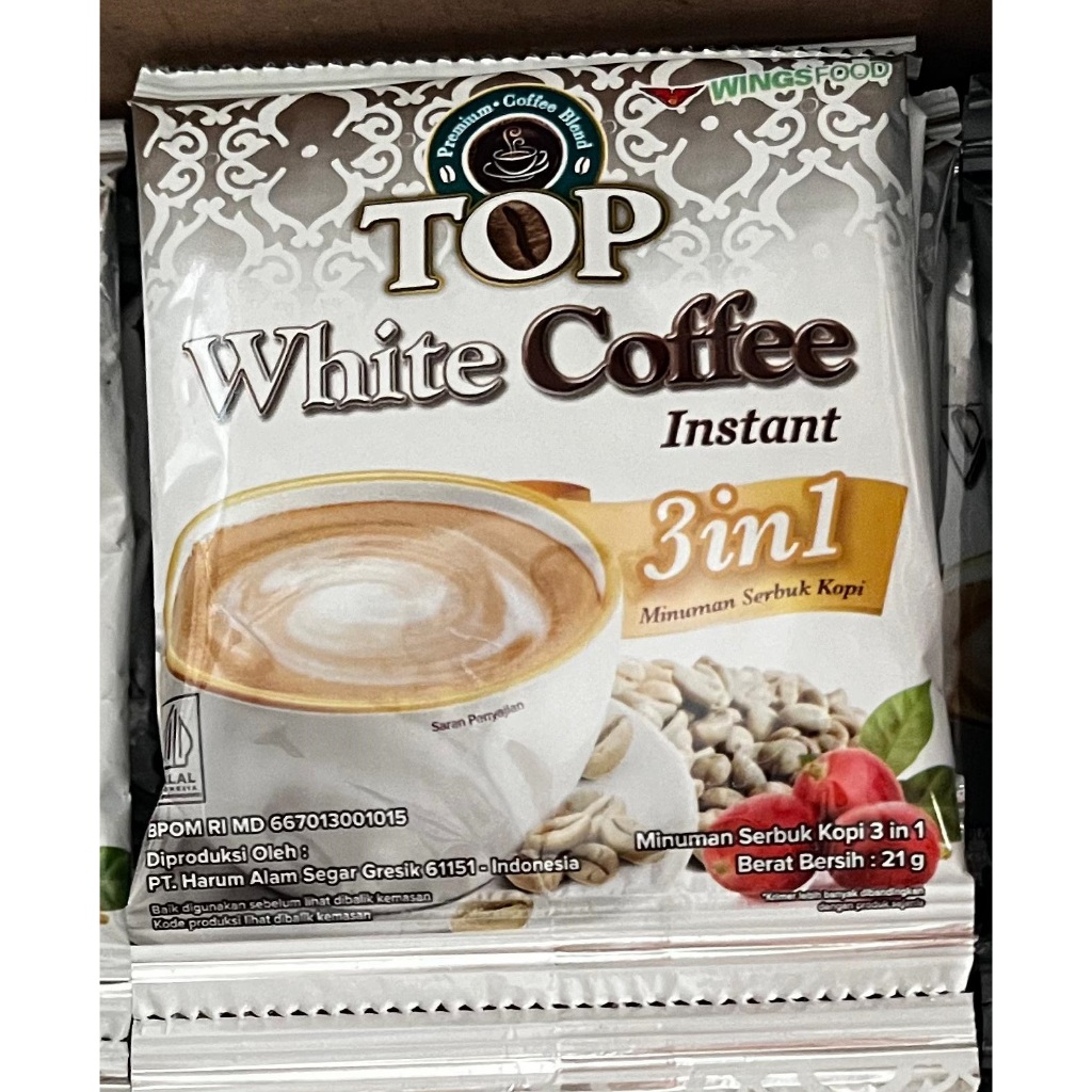 TOP COFFEE WHITE  ( Harga 1 renteng isi 12 sachet x 21 gr )