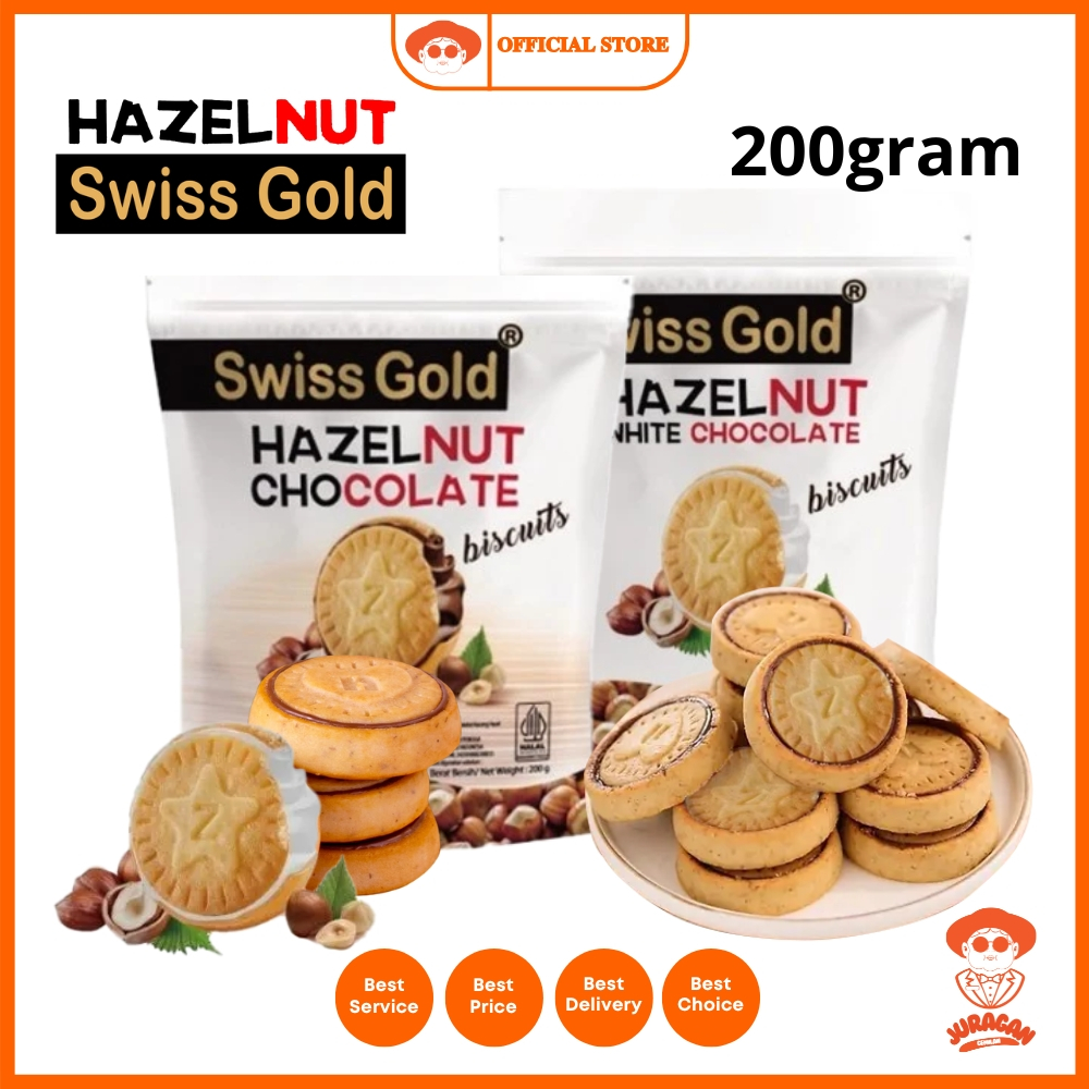 

Swiss Gold Hazelnut Biscuit Biskuit Hazelnut Milk White Chocolate 200g