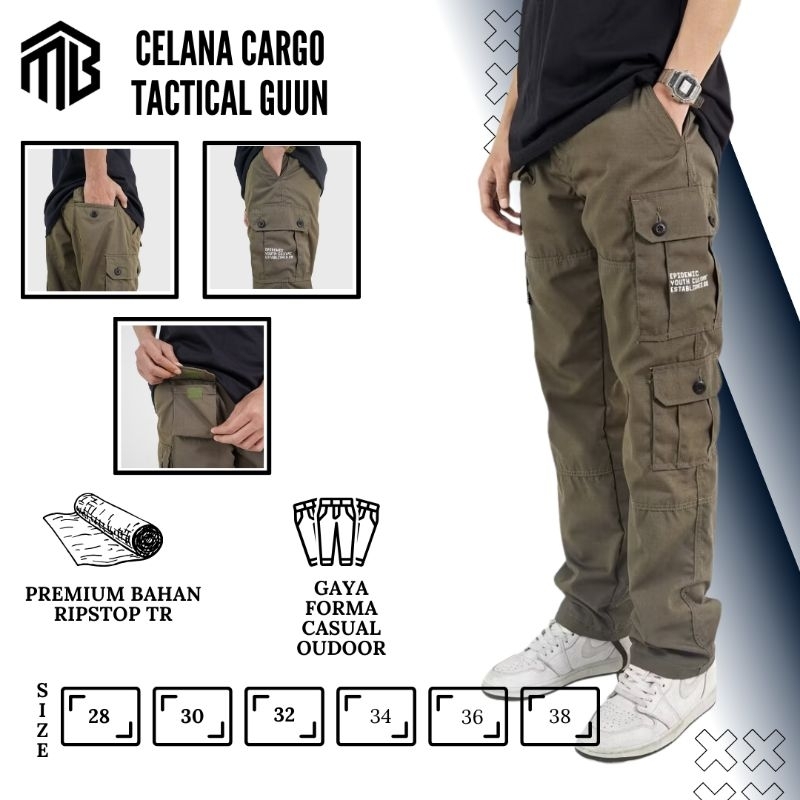 MB Celana Tactical Cargo Tacshen Long Cargo Pants Olive Deftones