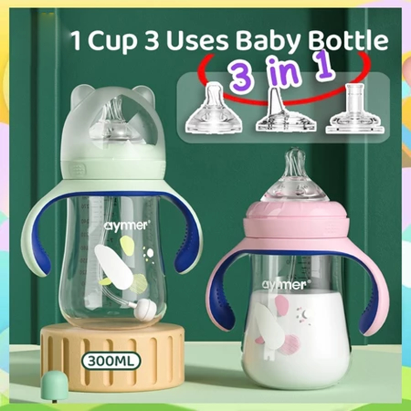 Aynmer 3in1 Botol Susu Bayi Anti Kolik Anti Tumpah Silicone Straw BPA Free