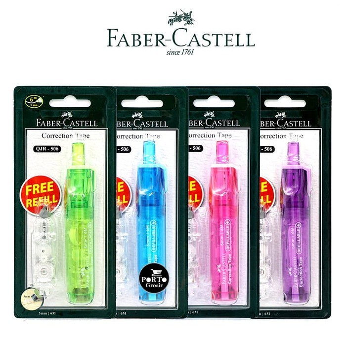 CORRECTION TAPE FABER CASTELL QJR-506 STIPO TIPE EX KERTAS PITA KOREKSI + 1 REFILL