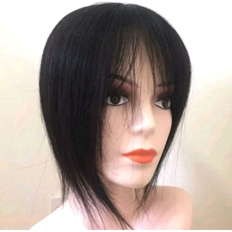 wig toupee wanita lurus belahan permanen