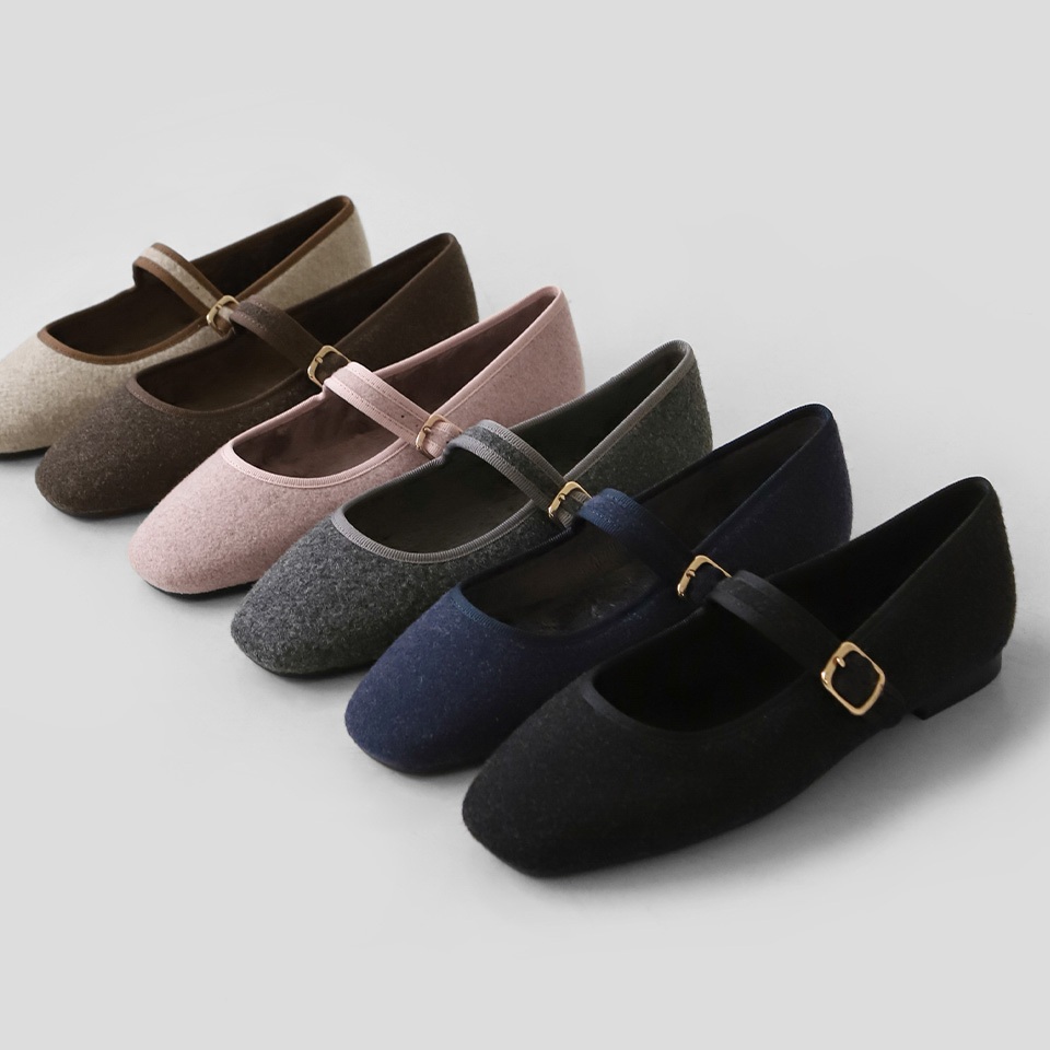 PO KOREA SAPPUN SELLONI FLEECE INSIDE MARYJANE FLATS (1 CM)