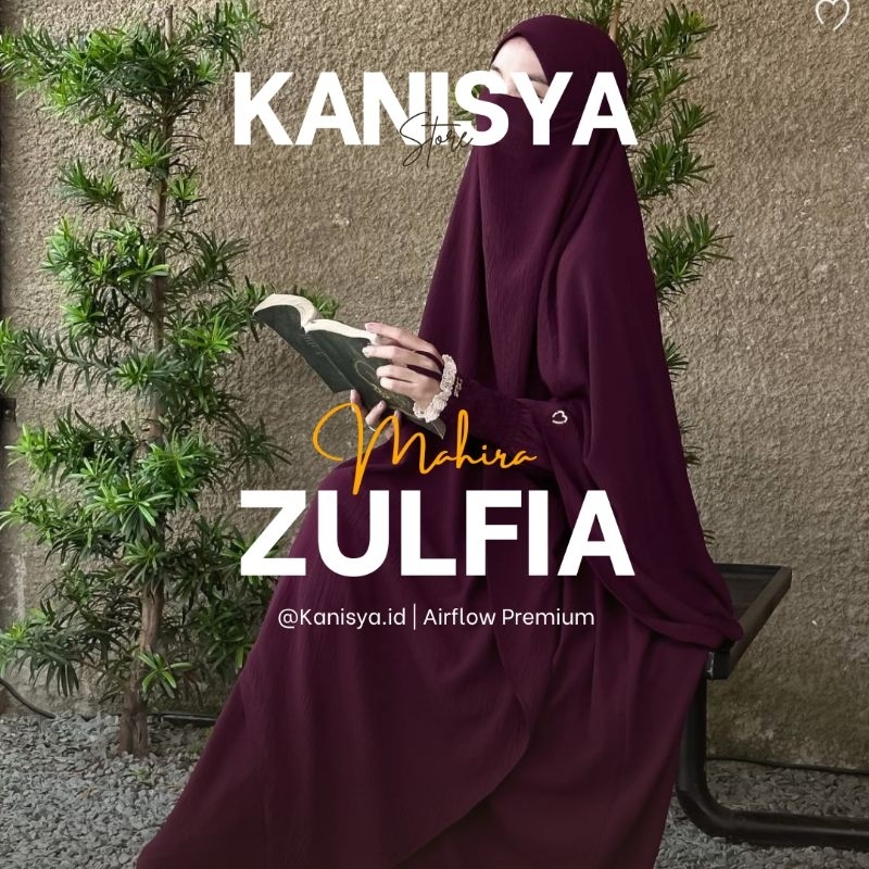 GAMIS SET KHIMAR CADAR ZULFIA SERIES DENGAN TALI CINCIN LENGAN SMOCK ANTI GATEL BY MAHIRA