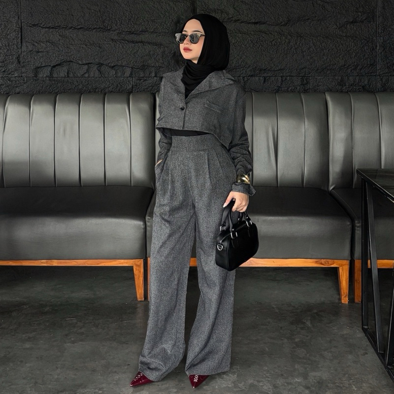 [MONNIARE] - Blaka Set Setelan Wanita Blazer Premium Kulot Highwaist