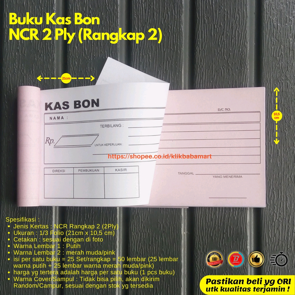 

BUKU KASBON KAS BON NCR 2PLY RANGKAP 2 BUKU ADMINISTRASI KAS KEUANGAN AKUNTANSI FINANCE PETTY CASH