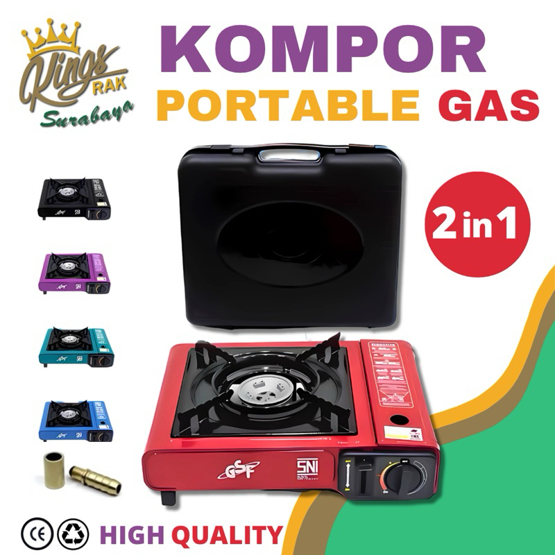 Kompor Gas Portable 2in1 Warna GSF Kompor Camping Piknik Gas Kaleng LPG Elpiji Bbq Grill Pan Kompor 