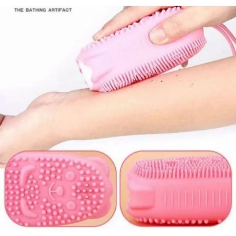 Silikon Bubble Bath Brush Shower Foaming Massage Sikat Spon Mandi Puff