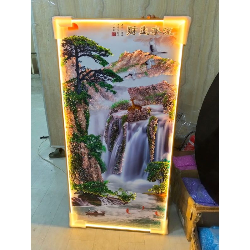 lukisan Porcelain Diamond 5d gambar kuda/merak lukisan LED