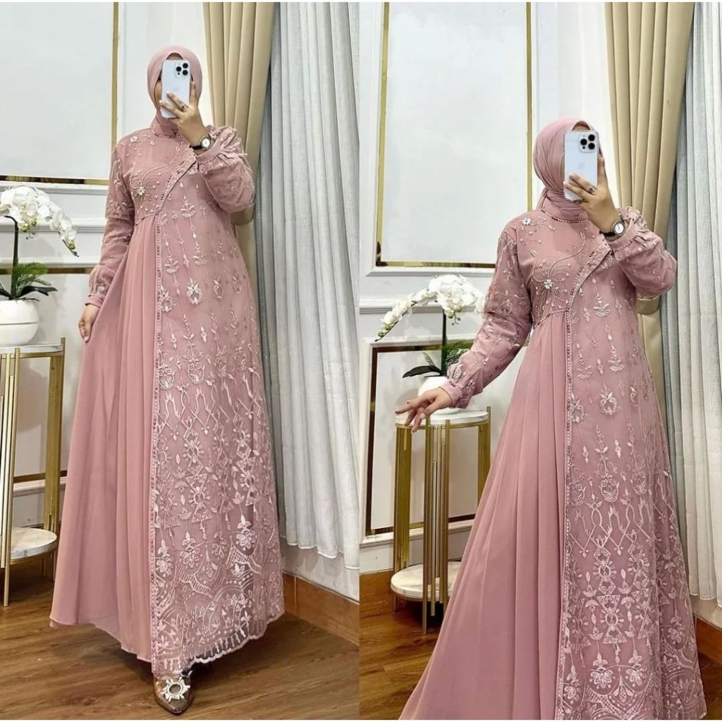 NEW DRESS MATT CERUTY BABYDOLL MIX BROKAT / GAMIS SERAGAM KONDANGAN / DRESS REMAJA BROKAT / GAMIS MO