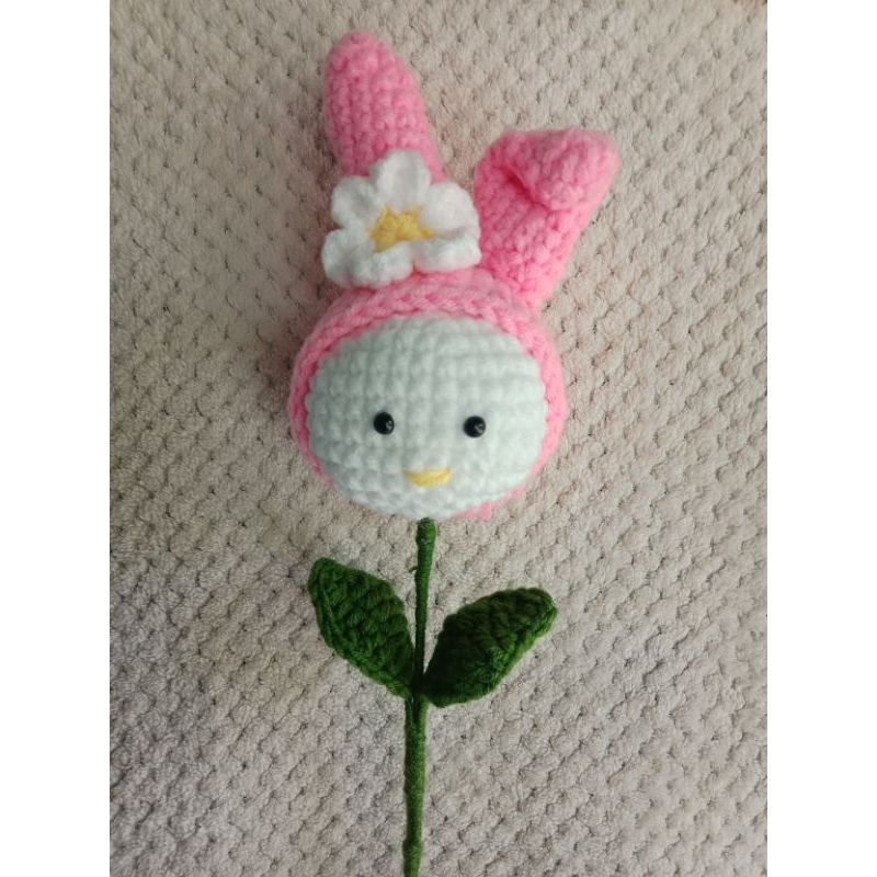 Amigurumi flower my melody/buket rajut my melody/buket boneka rajut/my melody/boneka my melody/buket