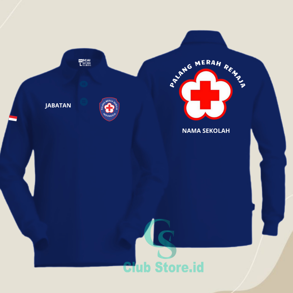 Kaos Polo Shirt Lengan Panjang PMR Baju Berkerah Sablon Atasan Simpel Pria Wanita Dewasa dan Remaja