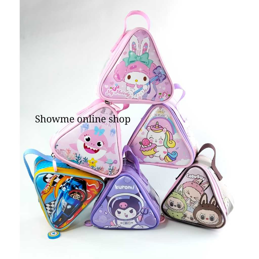 Tas Bekal Lunch Cooler Bag Makanan Kotak Makan Anak bentuk Onigiri Segitiga