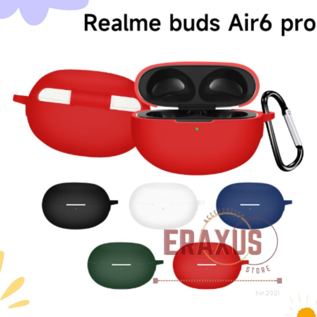 Eraxus Soft Case Realme Buds Air 6/Air 6 Pro Shockproof Protective Silicone Shell with Metal Hook