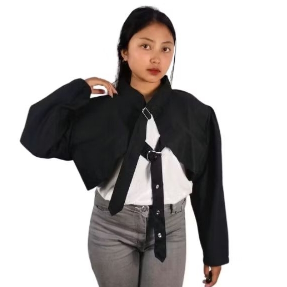 Blazer Crop Love unik Korean Style