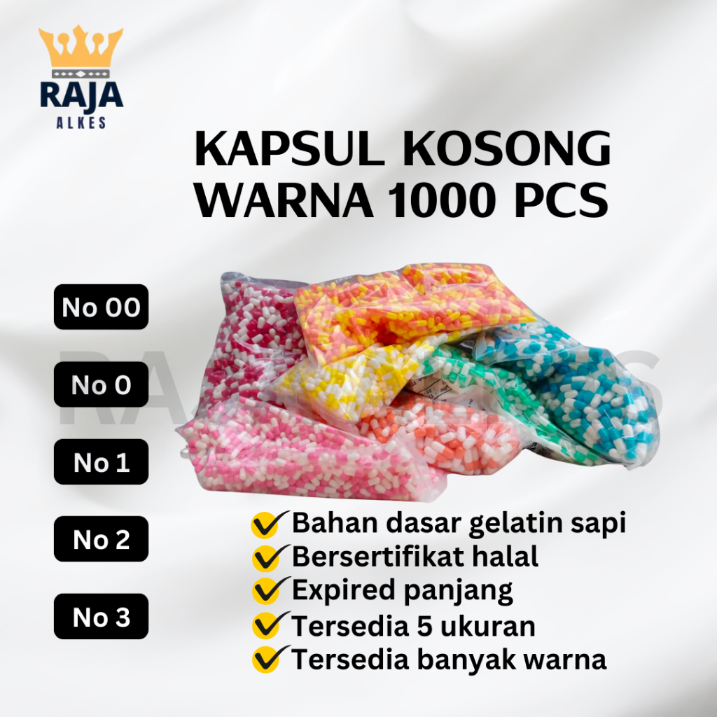 Per 1000 Kapsul Kosong 1000 pcs Ukuran 00/0/1/2/3 Cangkang Kapsul Kosong Bersertifikat Halal