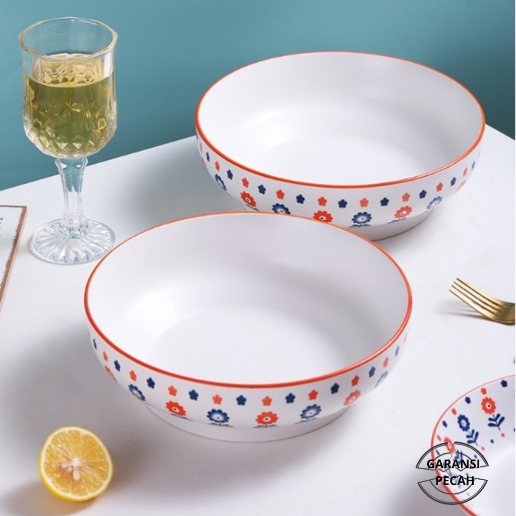 Mangkok Keramik Jepang Bunga Jumbo Ukuran 23cm