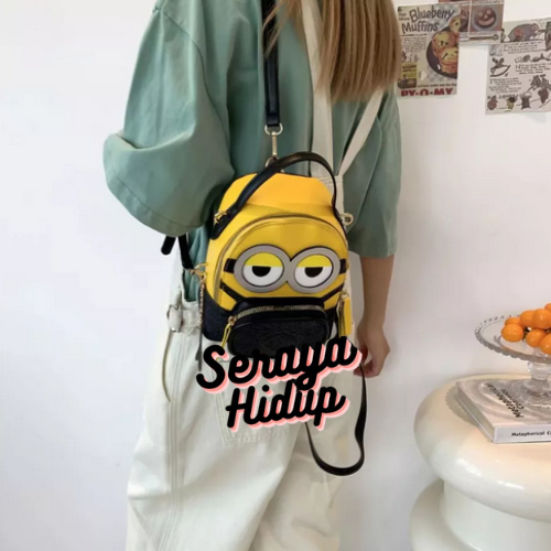 Tas Ransel Gendong Minions Aksesoris Fashion Modis Wanita Hangout Kekinian High Quality