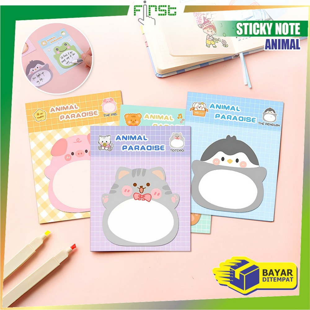 

FH-A103 Sticky Notes Motif Hewan Isi 20 Lembar / Tempelan Kertas Catatan Memo Mini Sticky Note Animal Lucu Serbaguna