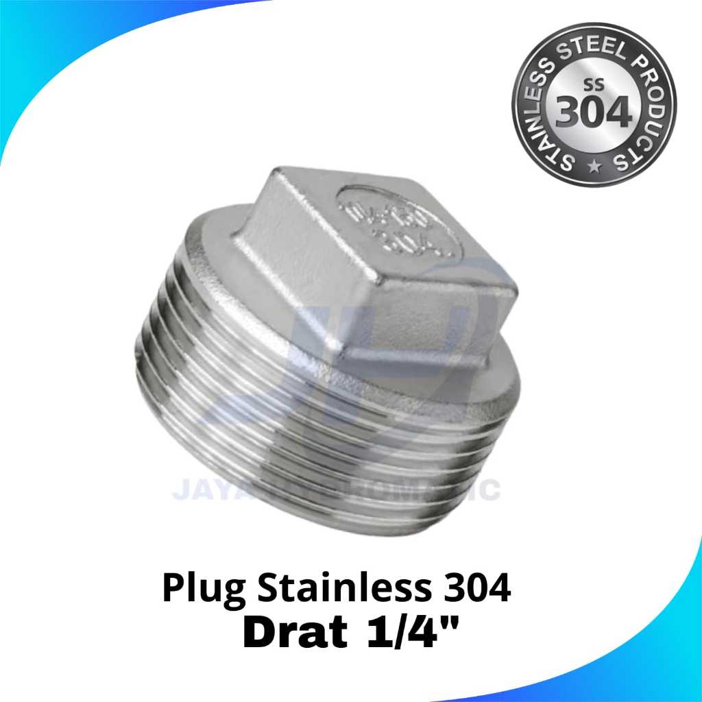 Plug Stainless 304 drat 1/4" / Dop Drat Luar 1/4 inch