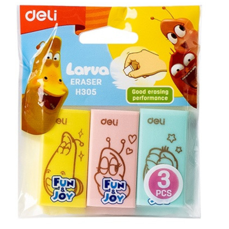 

DELI - EH305 Larva School Eraser / Penghapus Pensil Eco PVC Isi 3pcs/pack