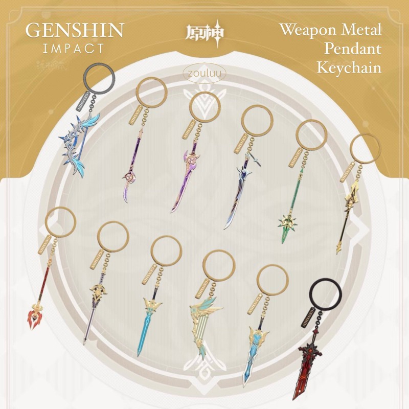 Genshin Impact Official Mihoyo Metal Keychain Pendant Weapon Senjata