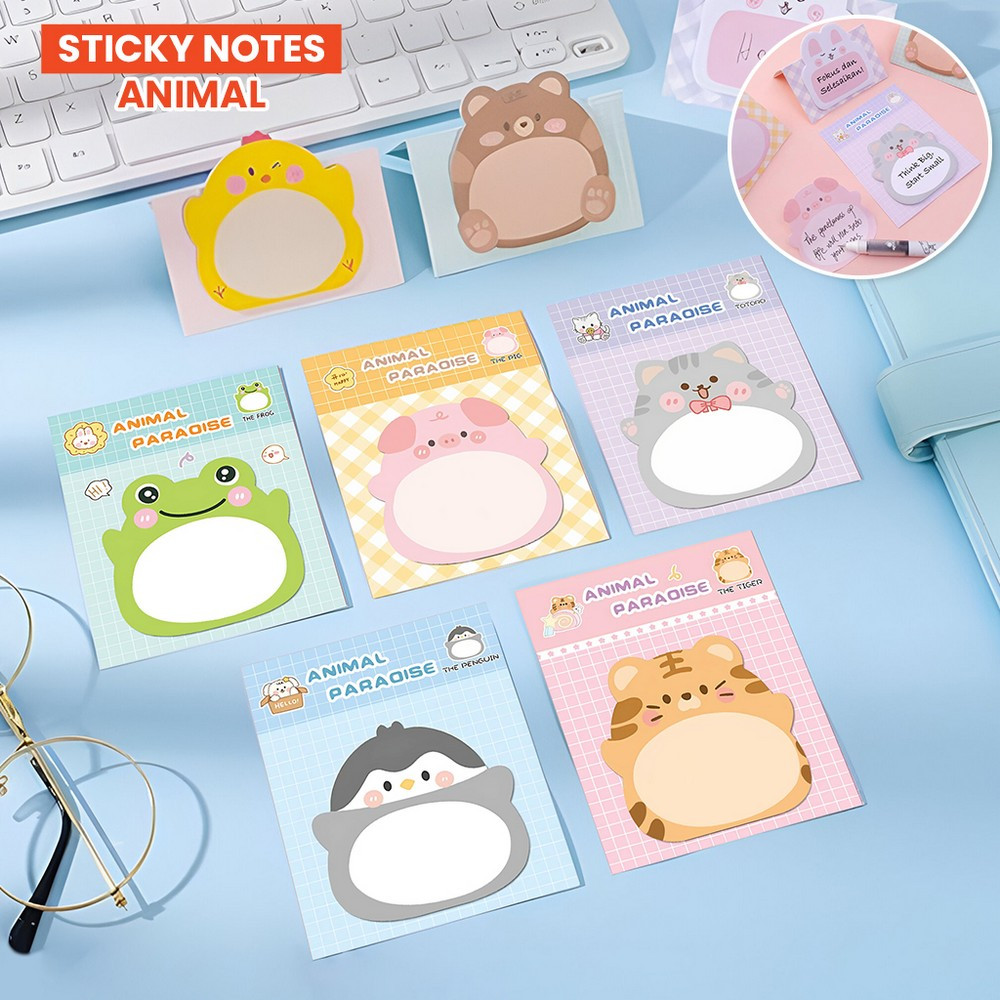 

Sticky Notes Motif Hewan Isi 20 Lembar / Tempelan Kertas Catatan Memo Mini Sticky Note Animal Lucu Serbaguna Stockami A103