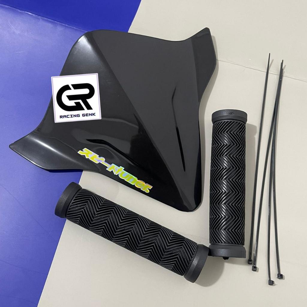 PANCA MOTOR SPESIAL VISOR SEPEDA BMX+STIKER HOLOGRAM TUNER +HANDGRIP SISIK HITAM