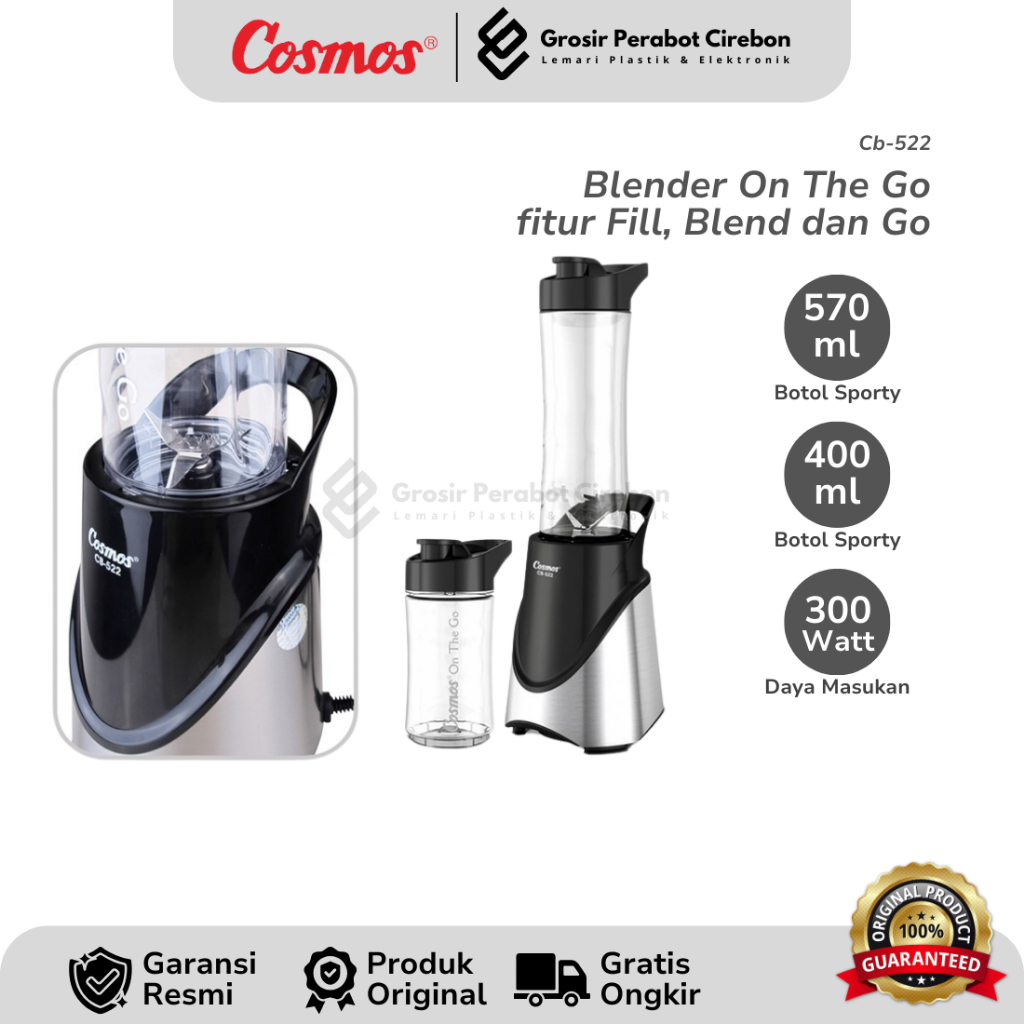 COSMOS BLENDER PORTABLE CB-522 / CB 522 BLENDER COSMOS ON THE GO PLASTIK