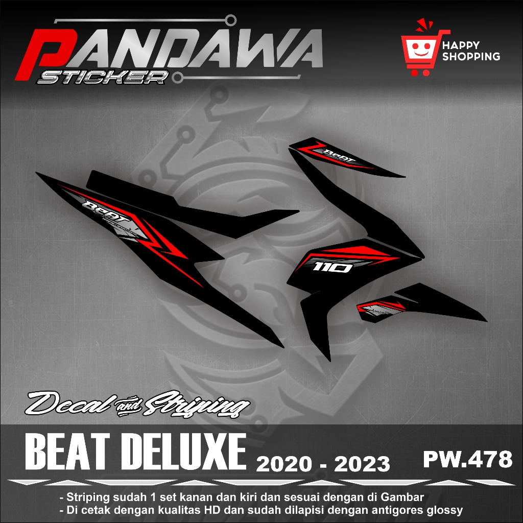 Striping Sticker Deluxe Beat Street2020 2021 2022 2023Sticker Variasi Sepeda Motor Honda Simple PW-4