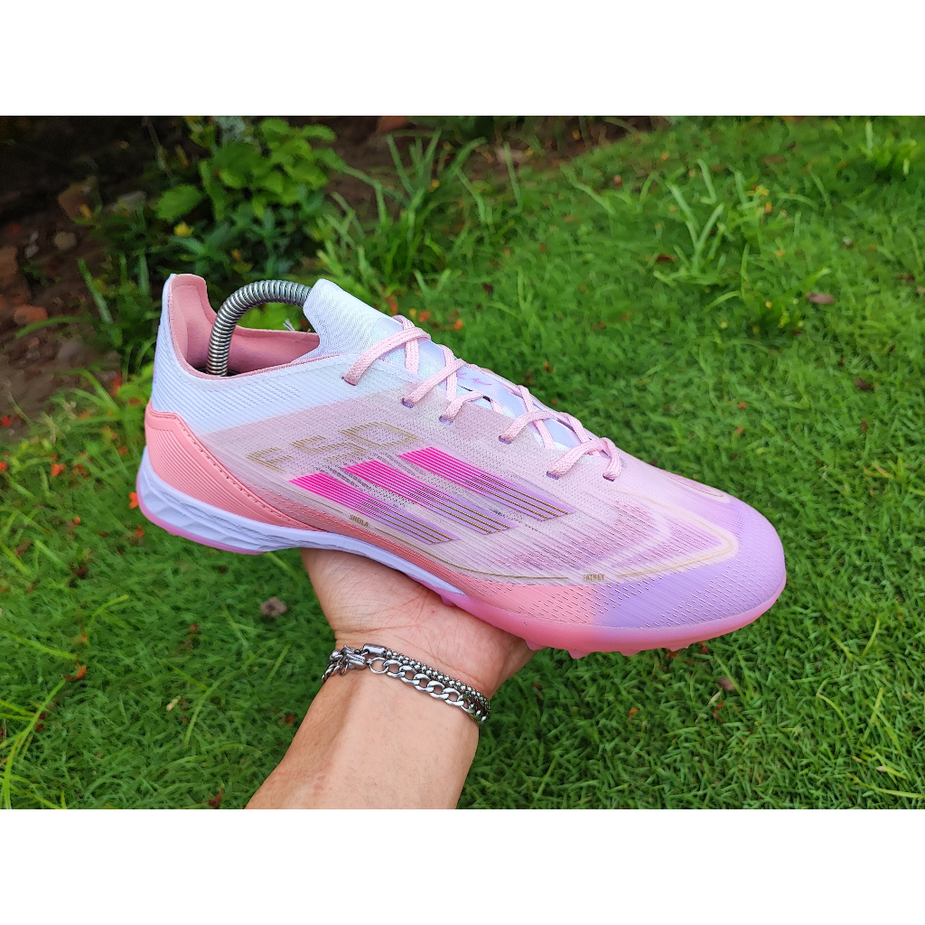 [Best Seller] Sepatu Futsal Adidas F50 Lamine Yamal Elite Turf - Clear Pink Purple Glow Light Pink -