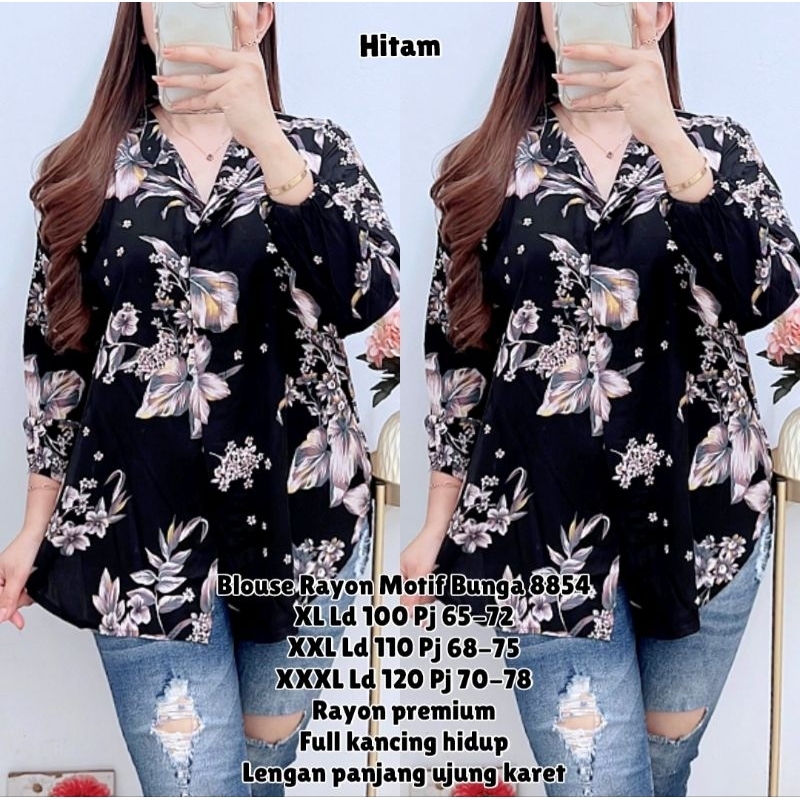 GF 8854 ATASAN BLOUSE MOTIF BUNGA BAHAN  RAYON PREMIUM