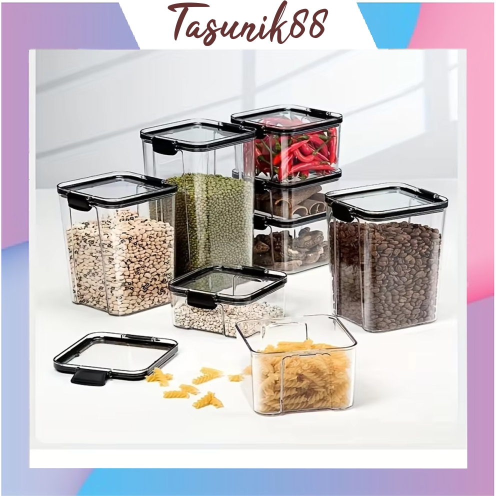 ⭐TasUnik88⭐ Toples Lebaran 1800Ml Kue Kering Penyimpanan Cereal Plastik Bening Acrylic Kotak Transpa