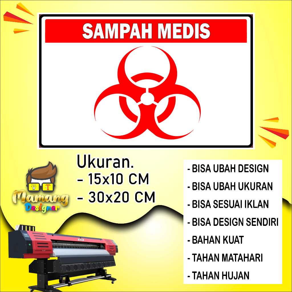 

Sticker Untuk Tempat Sampah Medis Bahan Cerah Merah