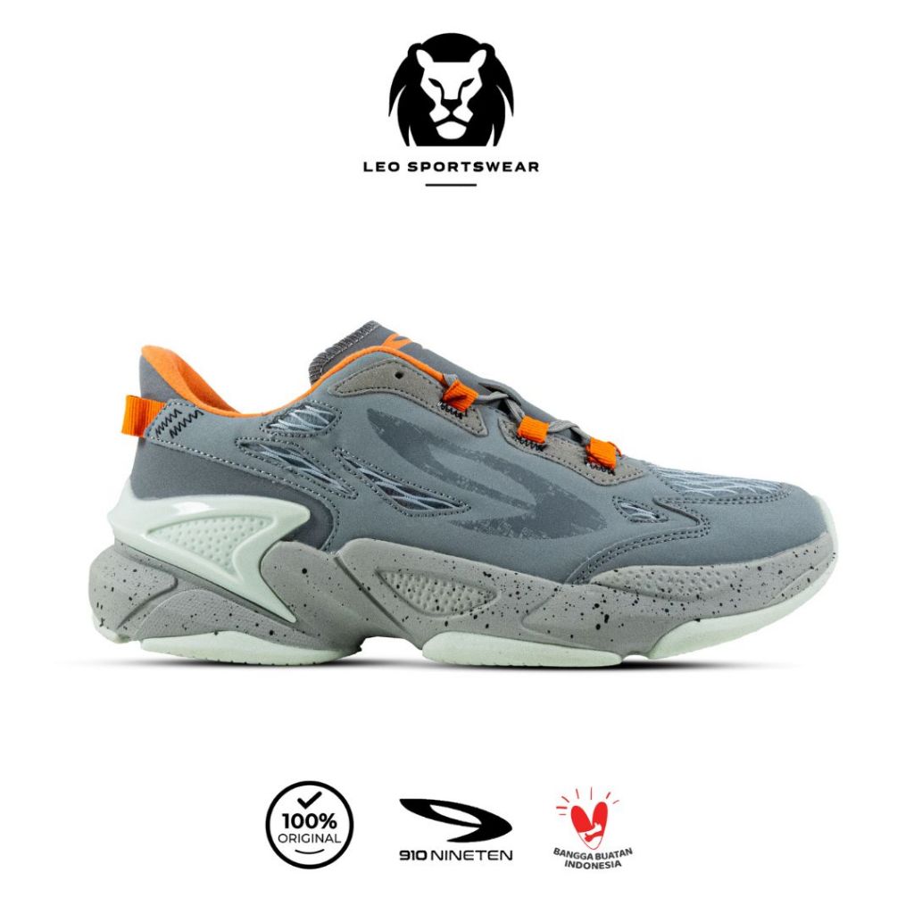 910 NINETEN SEPATU SPORTSTYLE LYNX RV-LITE - ABU-ABU/JINGGA