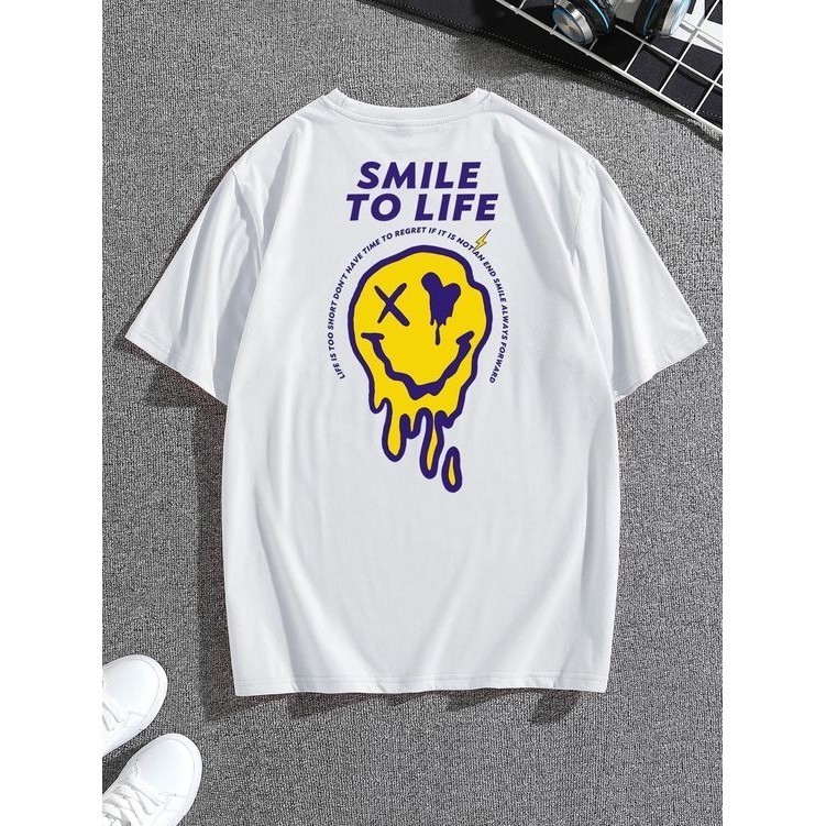 Kaos Pria Smile To Life Kaos T-shirt Random Terbaru Kaos Motif Terbaru Kaos Motif Keren Kaos Trendy 
