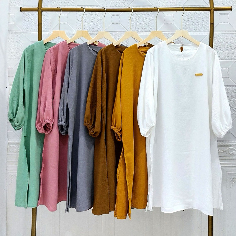 Tunik Polos Crinkle Airflow | Atasan Wanita Crinkle Airflow | Tunik Crinkle 7/8 | Tunik Crinkle Airf