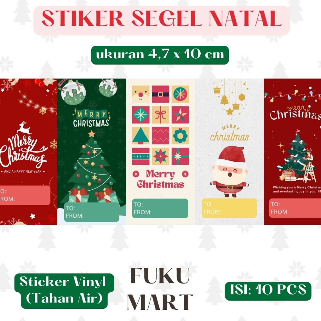 

Sticker Segel Natal Stiker Toples Christmas Sticker Kemasan Tahan Air Waterproof