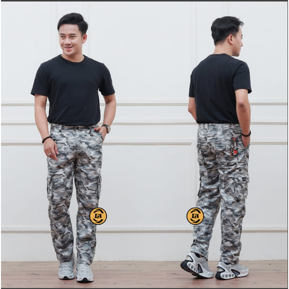 Celana Panjang Cargo Motif Loreng TNI Pria Bahan Tebal 27-38 Premium