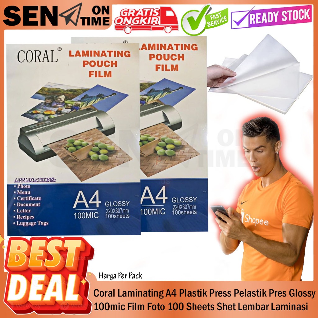 

Coral Laminating A4 Plastik Press Pelastik Pres Glossy 100 Sheets Shet Lembar 100mic Film Foto Laminasi Panas Hangat Glosy Atk Stationery Kantoran Fotografer Pouch Hot Foto Menu Makanan Sertifikat Surat Dokumen Resep Multifungsi