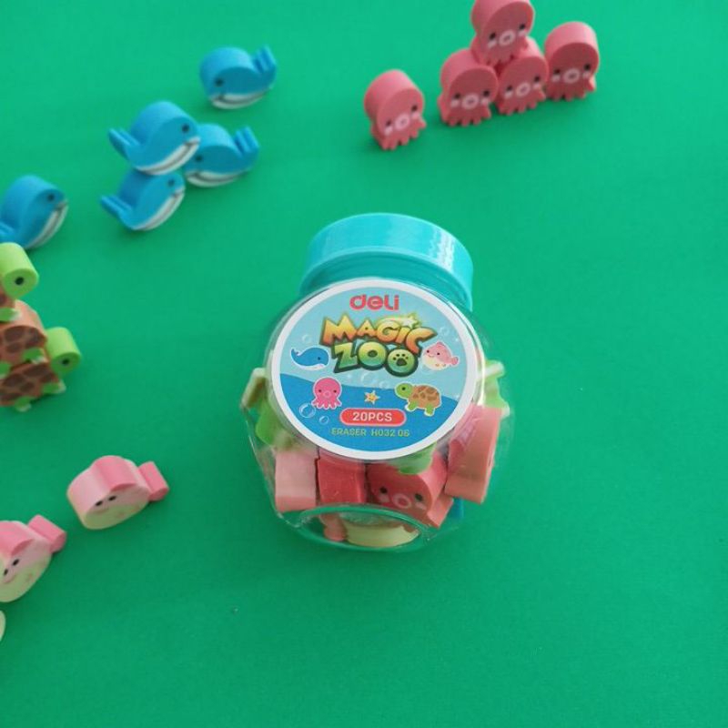 

Eraser Penghapus Magic Zoo DELI Sea Animal Mini 20 pcs /tube