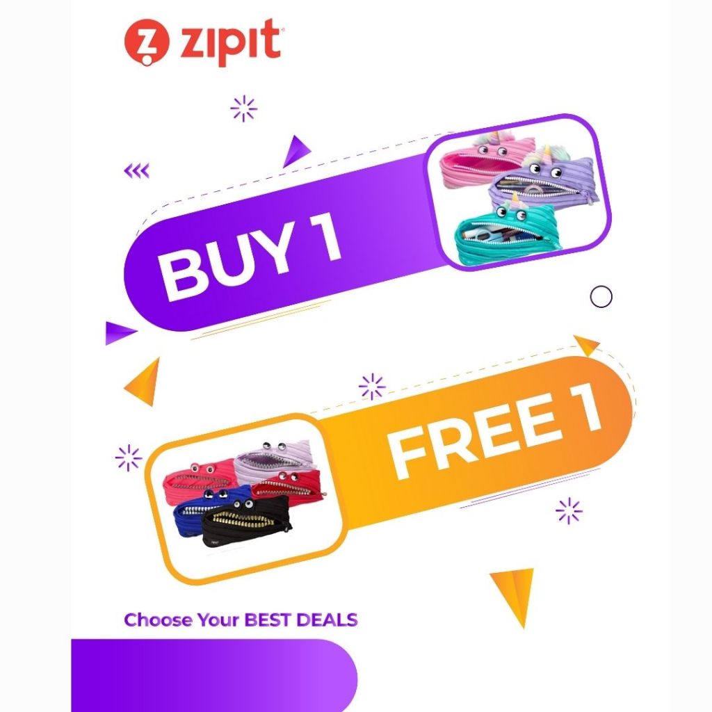 

[B1G1] Zipit Unicorn Pouch - Light Pink + Zipit Grillz Monster Pouch