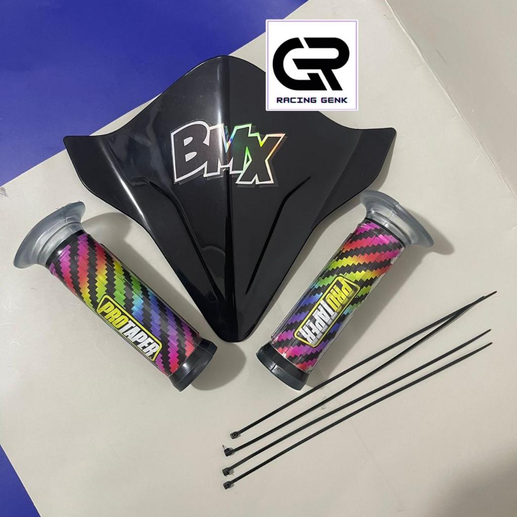 PANCA MOTOR PAKET VISOR SEPEDA BMX+STIKER HOLOGRAM BMX+HANDGRIP PELANGI SPESIAL