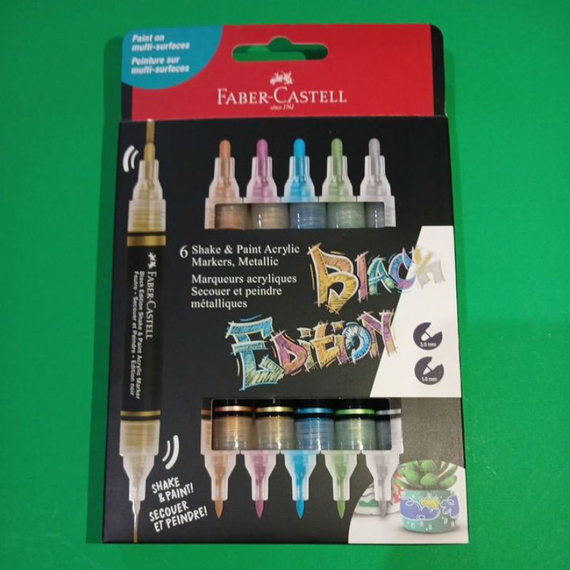 

Shake & Paint Acrylic Markers, Metalic Spidol Akrilik FABER CASTELL 6 warna