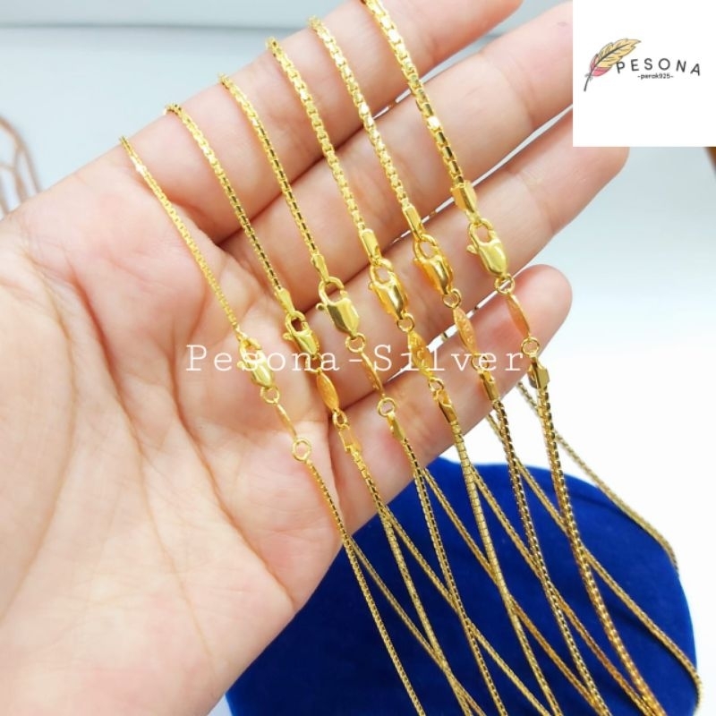 Kalung Perak Asli Silver 925 Lapis Emas Asli Rantai ItaliSanta - Perhiasan Wanita